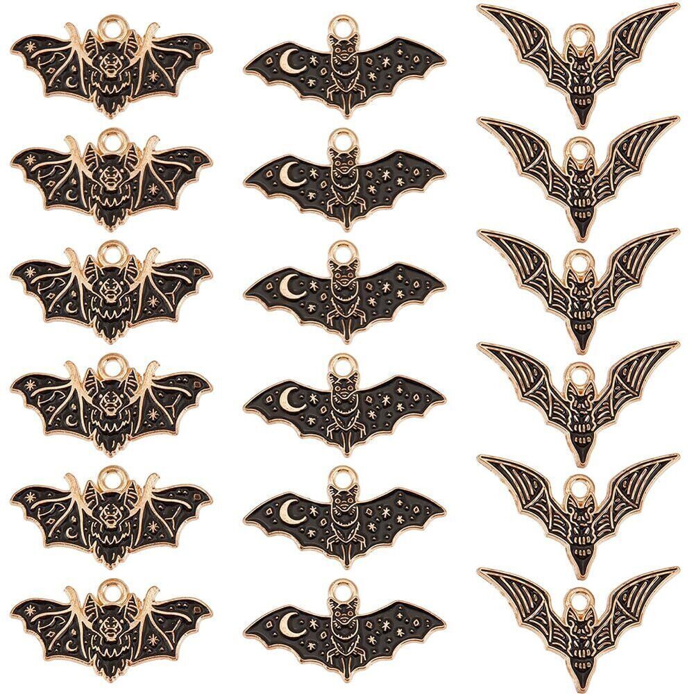 1569 1 Box 60Pcs Bat Charms Animal Charm Halloween Alloy Vampire Ppooky